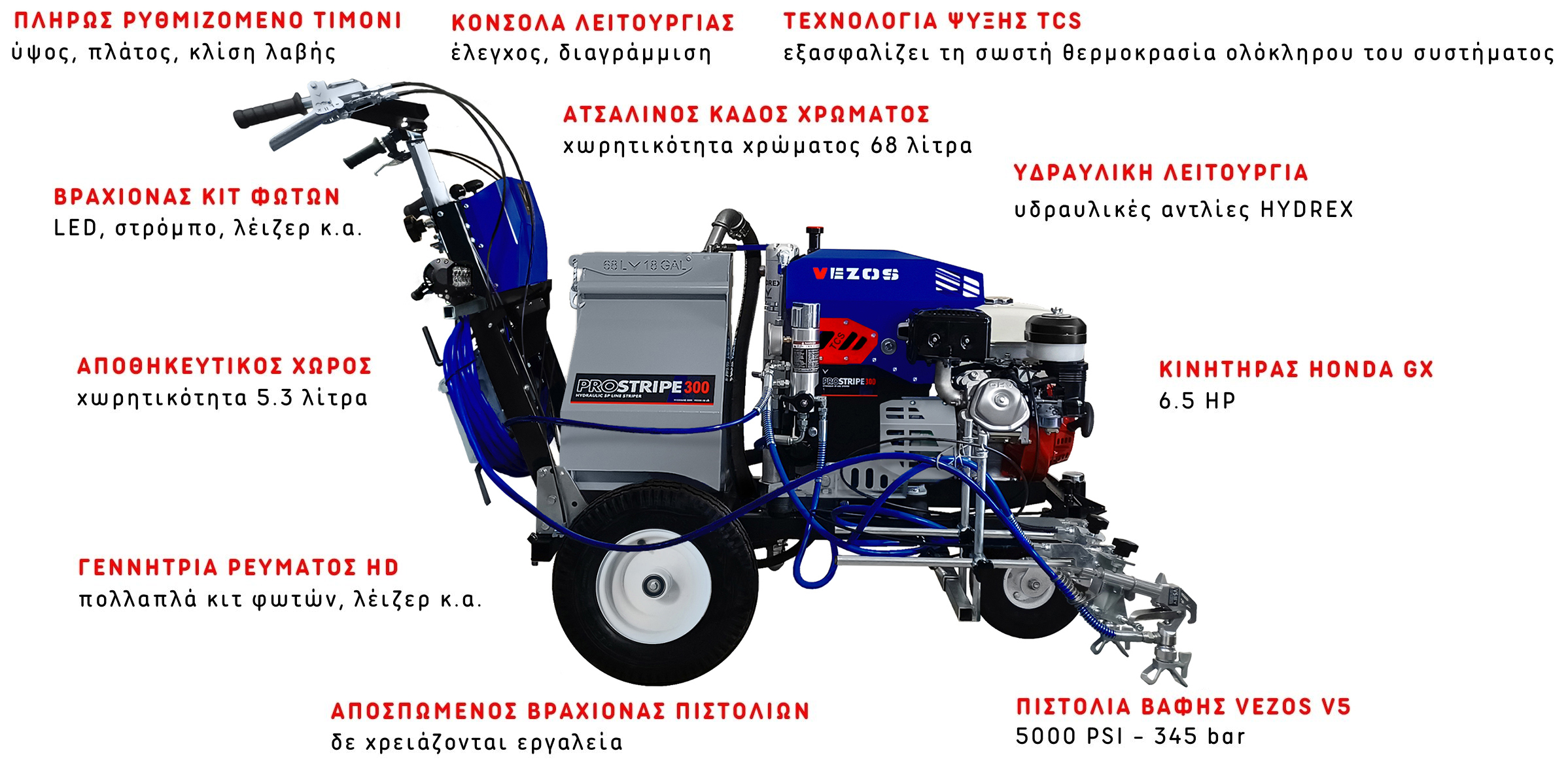 χειροκινητο διαγραμμιστικο μηχανημα vezos prostripe 300 - καδος χρωματος